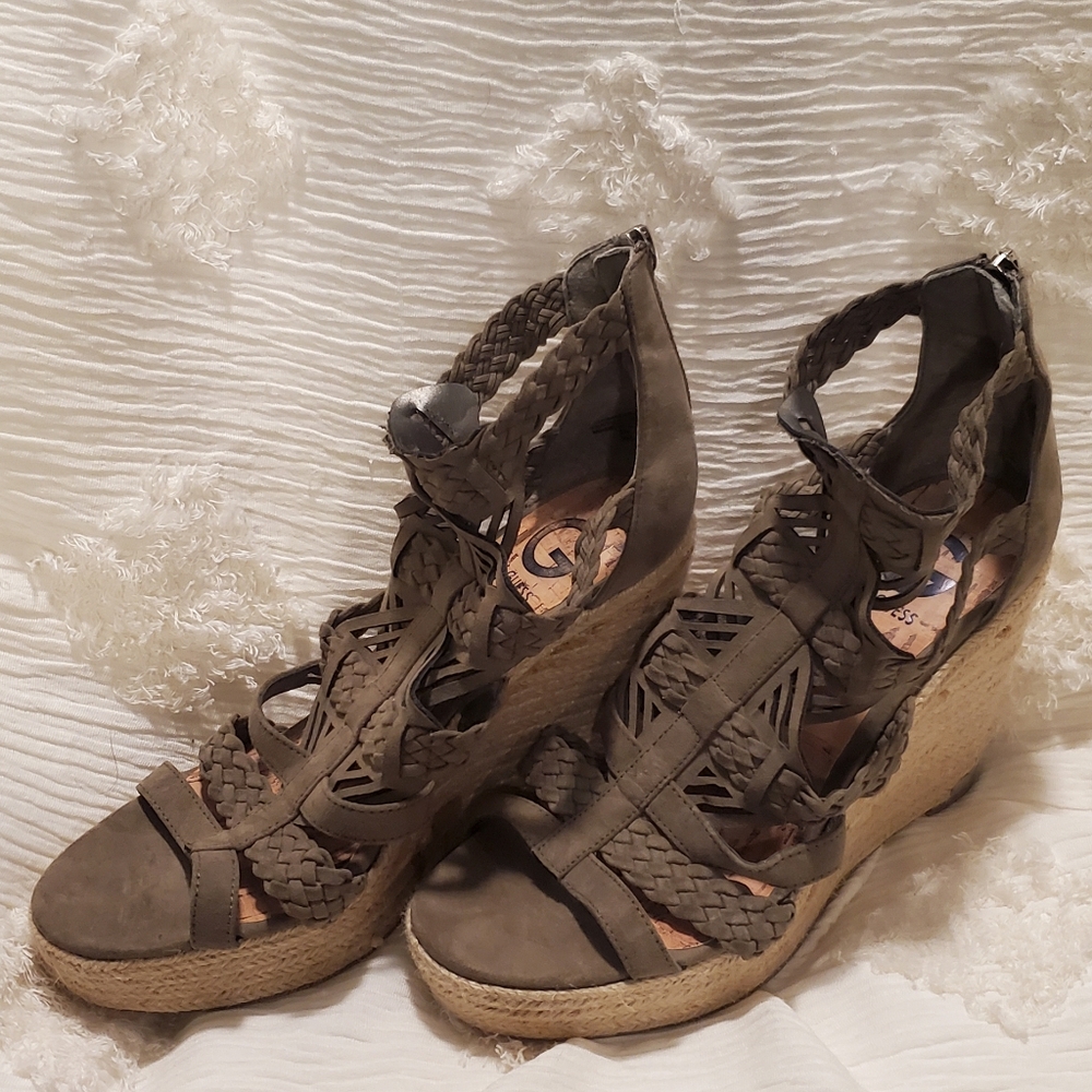 Grayish/Olive Green Women's Wedge Sandals